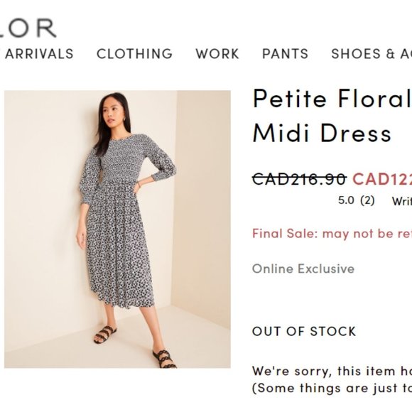 ANN TAYLOR Smocked Leaf Print Midi Dress - Picture 5 of 6